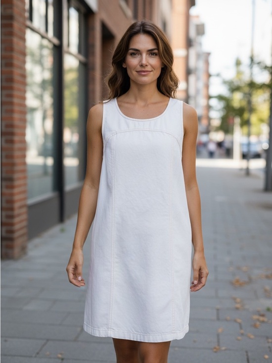 Time and Tru Dresses & Skirts - Time and Tru Off White Sleeveless Shift Dress Large Minimalist Casual